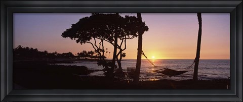 Framed Hammock on the Beach, Fairmont Orchid, Hawaii Print