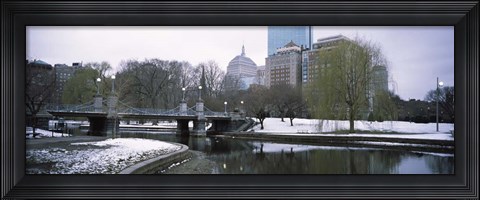 Framed Snow in Boston Public Garden, Suffolk County, Massachusetts Print