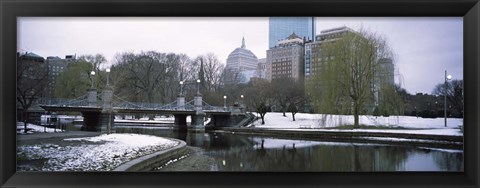 Framed Snow in Boston Public Garden, Suffolk County, Massachusetts Print