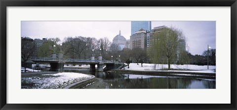 Framed Snow in Boston Public Garden, Suffolk County, Massachusetts Print