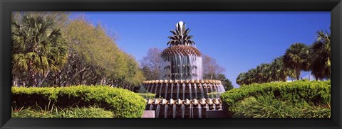 Framed Pineapple fountain in a park, Waterfront Park, Charleston, South Carolina, USA Print