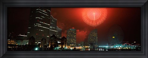 Framed Fireworks Display, Minato Mirai, Yokohama, Japan 2010 Print