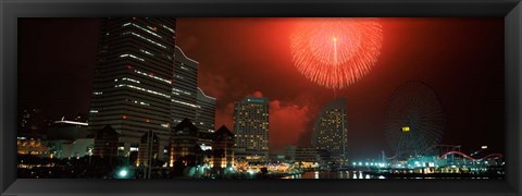 Framed Fireworks Display, Minato Mirai, Yokohama, Japan 2010 Print