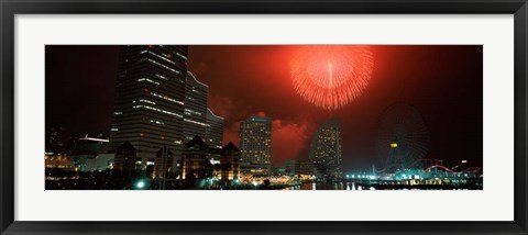 Framed Fireworks Display, Minato Mirai, Yokohama, Japan 2010 Print