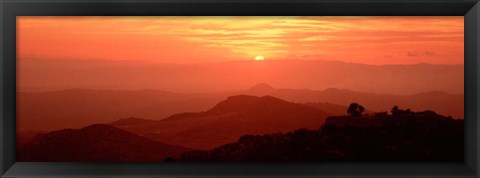 Framed Mountain Range at Sunrise, Tuscany, Italy Print