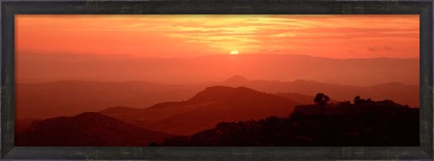 Framed Mountain Range at Sunrise, Tuscany, Italy Print