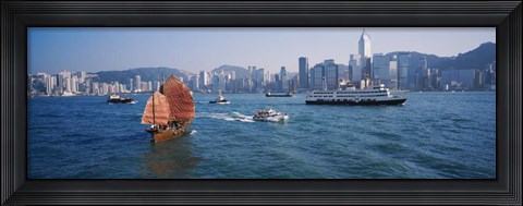 Framed Waterfront Buildings, Kowloon, Hong Kong, China Print