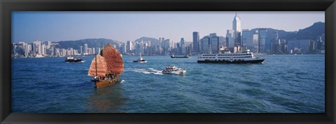 Framed Waterfront Buildings, Kowloon, Hong Kong, China Print