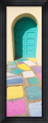 Framed Colored Tiles of a Door in Balboa Park, San Diego, California Print