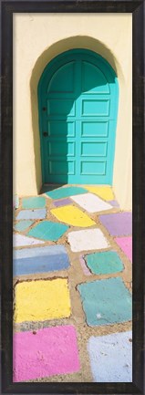 Framed Colored Tiles of a Door in Balboa Park, San Diego, California Print