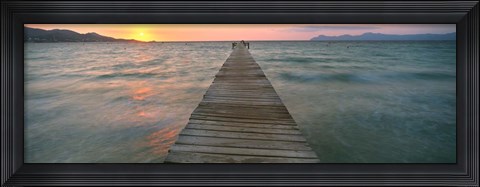 Framed Alcudia Pier at Sunset, Majorca, Spain Print
