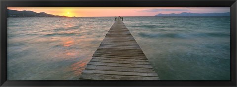 Framed Alcudia Pier at Sunset, Majorca, Spain Print