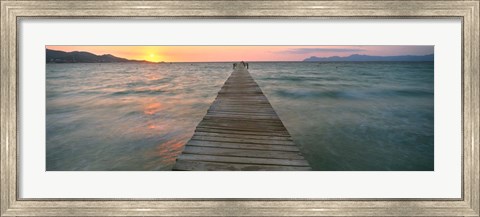 Framed Alcudia Pier at Sunset, Majorca, Spain Print