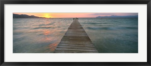 Framed Alcudia Pier at Sunset, Majorca, Spain Print