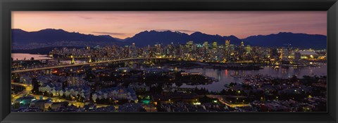 Framed Vancouver at Dusk, British Columbia, Canada Print