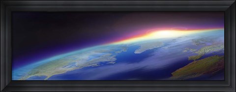 Framed Sun Rising over the Earth Print