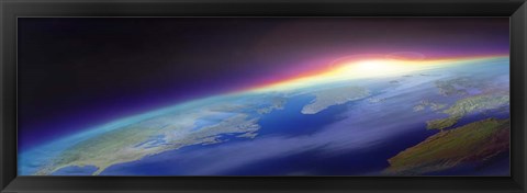 Framed Sun Rising over the Earth Print