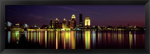 Framed Louisville, KY at Night Print