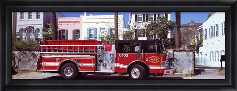 Framed Fire Truck, Charleston, South Carolina Print
