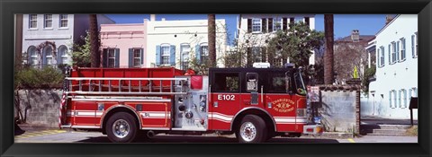 Framed Fire Truck, Charleston, South Carolina Print