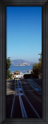 Framed Cable Car near Alcatraz Island, San Francisco Bay Print