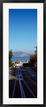 Framed Cable Car near Alcatraz Island, San Francisco Bay Print