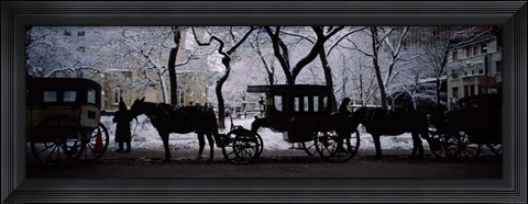 Framed Horse Drawn Carriages, Chicago, Illinois Print