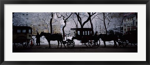 Framed Horse Drawn Carriages, Chicago, Illinois Print