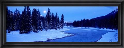 Framed Moon Rising Above The Forest, Banff National Park, Alberta, Canada Print