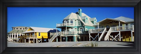 Framed Beach Front Houses, Gulf Shores, Baldwin County, Alabama Print