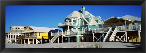 Framed Beach Front Houses, Gulf Shores, Baldwin County, Alabama Print