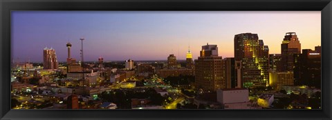 Framed San Antonio, Texas Buildings at Dusk Print