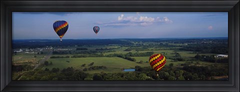 Framed Hot air balloons floating in the sky, Illinois River, Tahlequah, Oklahoma, USA Print