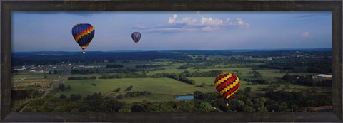 Framed Hot air balloons floating in the sky, Illinois River, Tahlequah, Oklahoma, USA Print