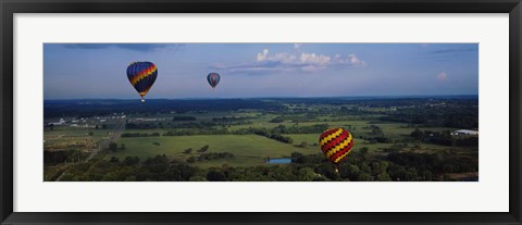 Framed Hot air balloons floating in the sky, Illinois River, Tahlequah, Oklahoma, USA Print