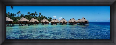 Framed Beach Huts, Bora Bora, French Polynesia Print