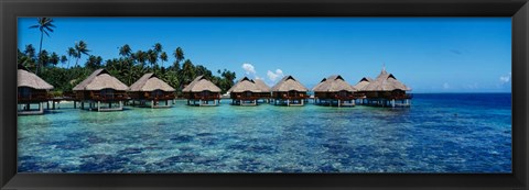 Framed Beach Huts, Bora Bora, French Polynesia Print