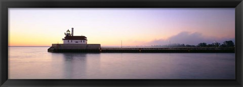 Framed Lighthouse At The Waterfront, Duluth, Minnesota Print