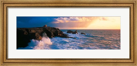Framed Stormy Weather on Quiberon Coast, Morbihan, Brittany, France Print