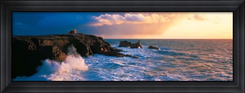 Framed Stormy Weather on Quiberon Coast, Morbihan, Brittany, France Print