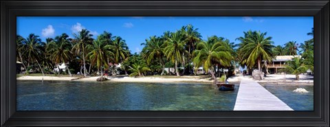 Framed Oceanfront Pier, Caye Caulker, Belize Print