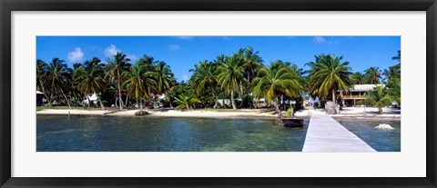 Framed Oceanfront Pier, Caye Caulker, Belize Print