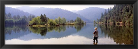 Framed Fishing, Lewiston Lake, California Print
