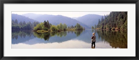 Framed Fishing, Lewiston Lake, California Print