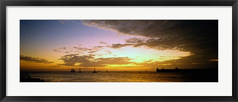 Framed Key West Sea at Sunset, Monroe County, Florida Print
