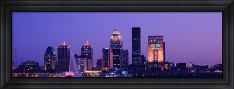 Framed Night Skyline Louisville KY Print