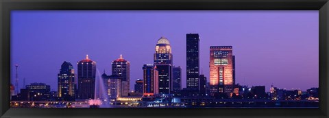 Framed Night Skyline Louisville KY Print