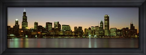 Framed Chicago Skyline at Dusk, IL Print