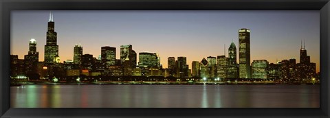 Framed Chicago Skyline at Dusk, IL Print