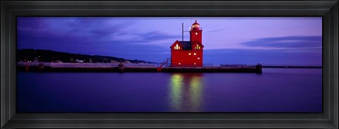 Framed Big Red Lighthouse at Dusk, Holland, Michigan Print